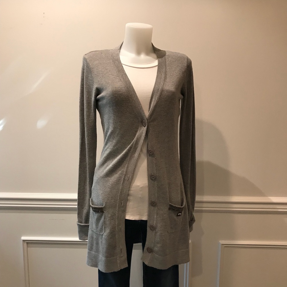 Italian Artigli v- neck button down long sweater